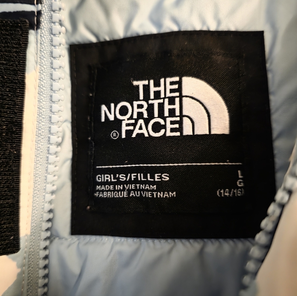 The North Face Girls' Brianna Insulated Hooded Jacket in the Aztec Blue‎ Size L - Picture 4 of 8